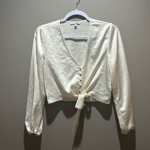 Fashion Nova tan cropped blouse